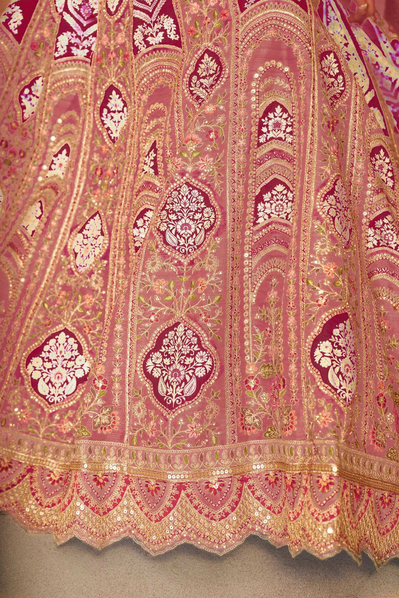 Kf 31 Pink Banarasi Silk Embroidered Lahenga For Wedding Wholesalers In Delhi

